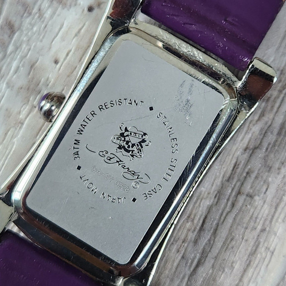 Ed Hardy Quartz Skull Butterfly Rose Leather Purple Watch Japanese Mvmt 3ATM HTF - Picture 6 of 16